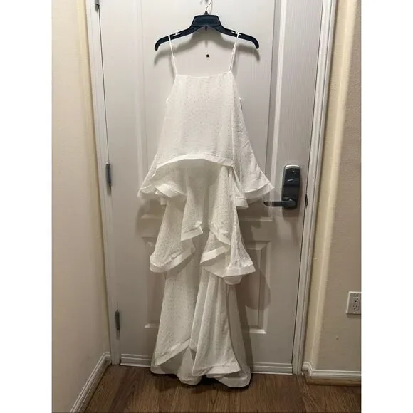 Elliatt Moss Tiered Embellished Gown White bachelorette wedding Bridal size S NW - Picture 6 of 11